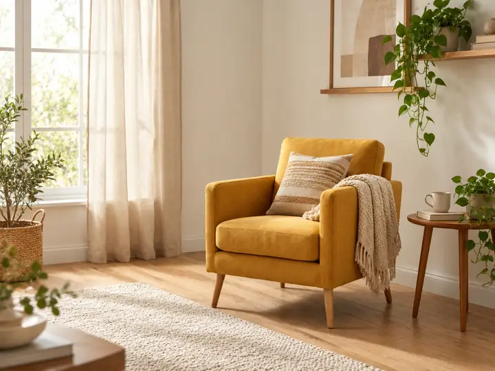 Armchair photographed in its original room