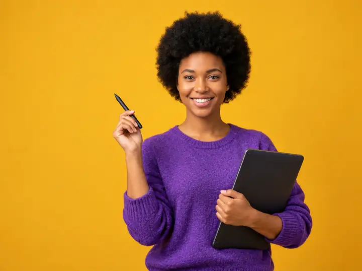 Creative professional in a colorful campaign portrait