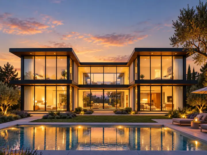 Modern house isolated from its surroundings